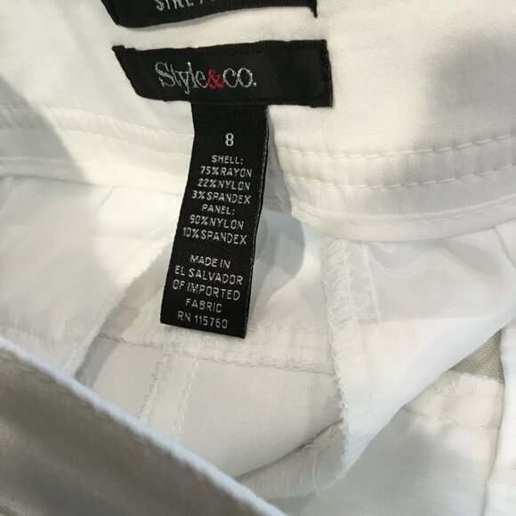 Style & Co Capris Bright White Cuffed Stretch Off Center Closure Women's Size 8 - Picture 8 of 8
